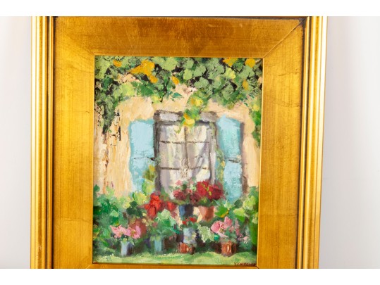 Oil On Board Provincial Facade Oil On Board Painting -- Signed