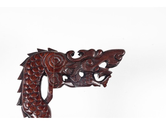 Chinese Carved Hardwood Dragon-Form Hat Or Robe Stand