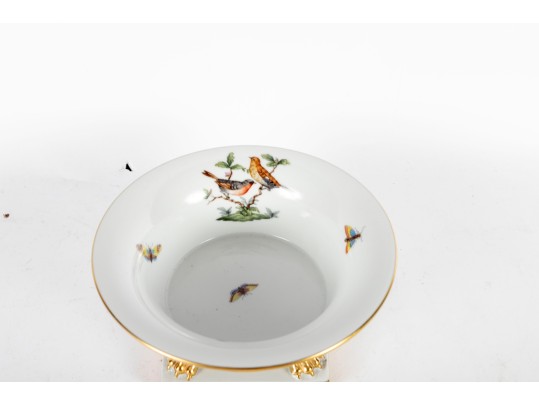 Herend Hungary Rothschild Bird Porcelain Footed Bowl