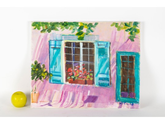 Hannah Cole Buie (American, B. 1955) French Facade Oil On Canvas Painting