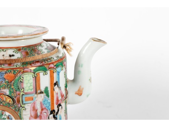 Chinese 19th Century Rose Mandarin Teapot 