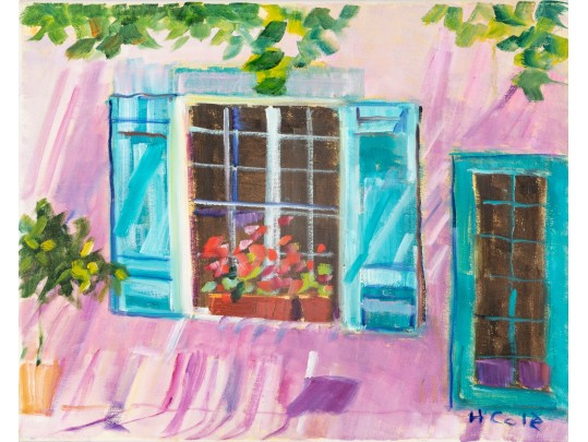 Hannah Cole Buie (American, B. 1955) French Facade Oil On Canvas Painting