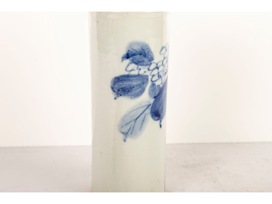 Pair Of Antique Chinese Blue And White Brush Pots 