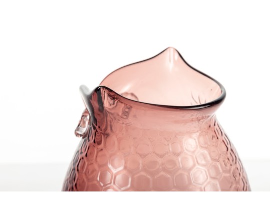 Vintage Amethyst Purple Art Glass Owl Honeycomb Vase