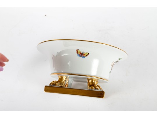 Herend Hungary Rothschild Bird Porcelain Footed Bowl
