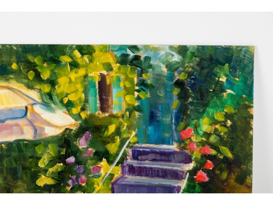 Hannah Cole Buie (American, B. 1955) French Patio Oil On Board