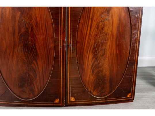 George III Figured Mahoghany Linen Press, Ca. 1800-1820