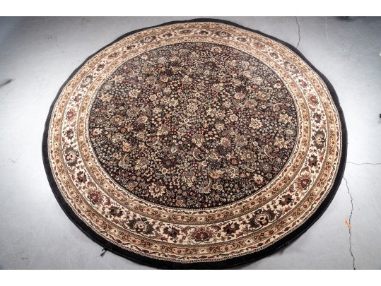 Round Persian-Style Floral Area Rug (7'x7