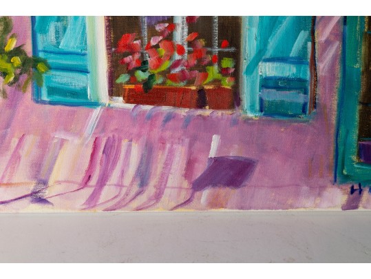 Hannah Cole Buie (American, B. 1955) French Facade Oil On Canvas Painting