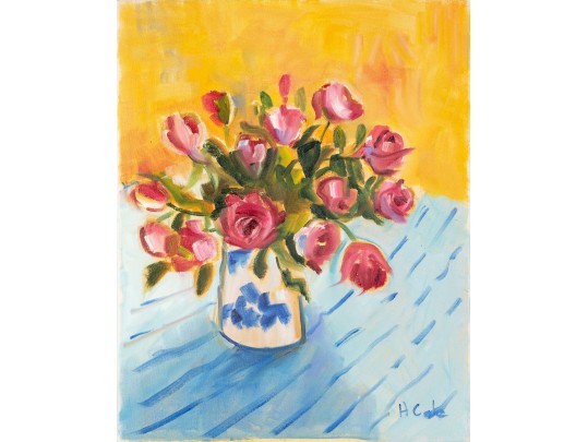 Hannah Cole Buie (American, B. 1955) Painterly Still Life Oil On Canvas Painting