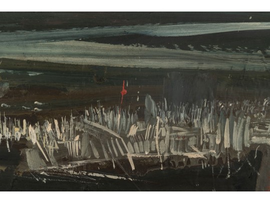 Maurice Lapp (American, 1925 - 2014) Cityscape Oil On Board