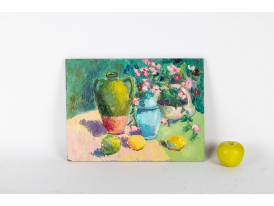 Hannah Cole Buie (American, B. 1955) Still Life – Oil On Board