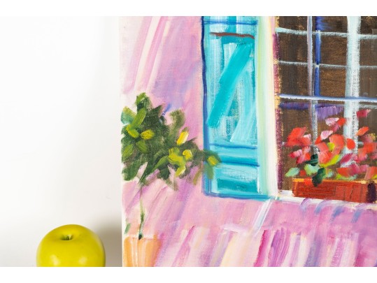 Hannah Cole Buie (American, B. 1955) French Facade Oil On Canvas Painting