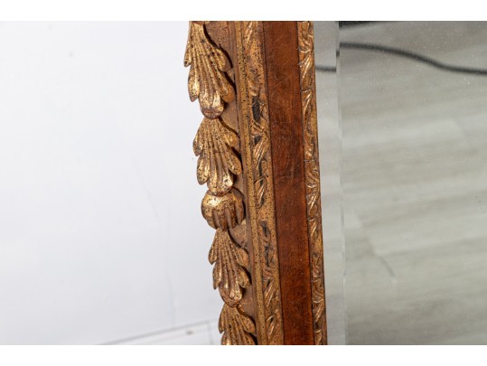 Vintage Labarge Italian Federal Style Beveled Glass Walnut Veneer Mirror