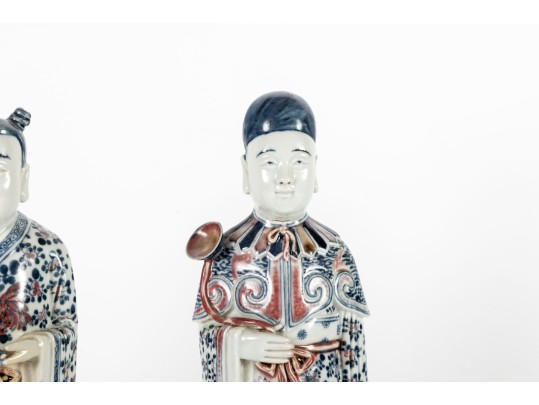 Pair Of Early 20th-Century Chinese Blue & White Porcelain Figurines