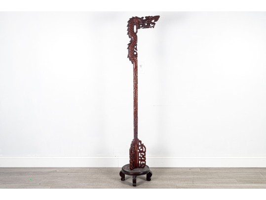 Chinese Carved Hardwood Dragon-Form Hat Or Robe Stand