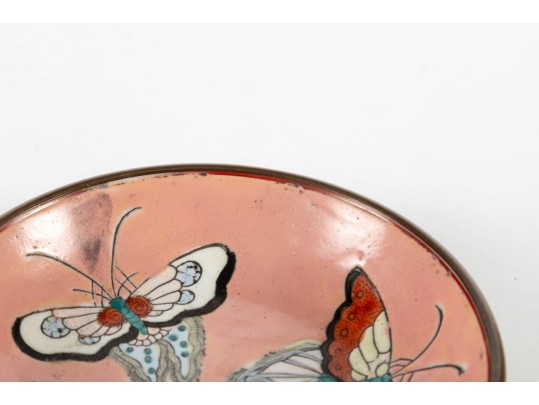 19th Century Chinese Brass Butterfly Enamelware Bowl — Tongzhi Period