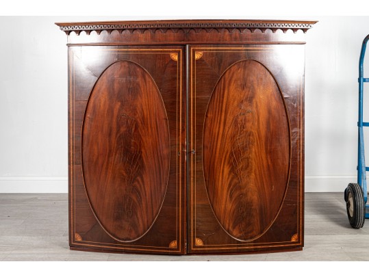 George III Figured Mahoghany Linen Press, Ca. 1800-1820