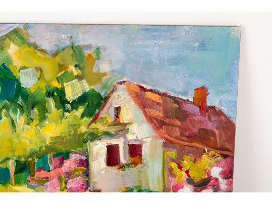 Hannah Cole Buie (American, B. 1955) Rural Homestead, Oil On Board Painting