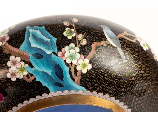 Antique Cloisonné Cherry Blossom Vessel