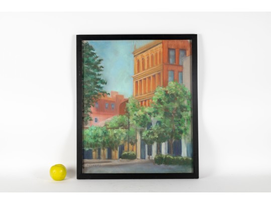 P. Graetz Pastel Urban Landscape Painting