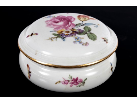 Mid-19th Century Meissen Porcelain Floral Trinket Box