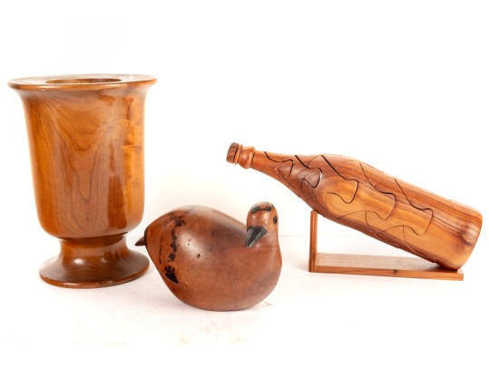 Trio Of Decorative Wood Items
