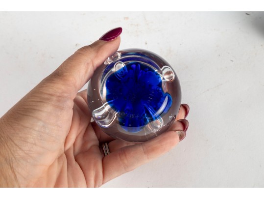 Vintage Amethyst Purple Art Glass Owl Honeycomb Vase