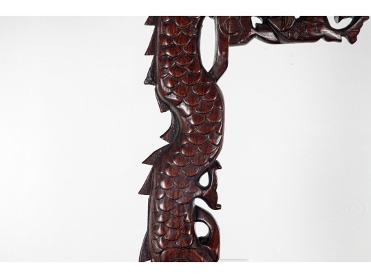 Chinese Carved Hardwood Dragon-Form Hat Or Robe Stand