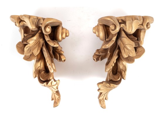 Vintage Gold Wall Scones / Wall Shelves