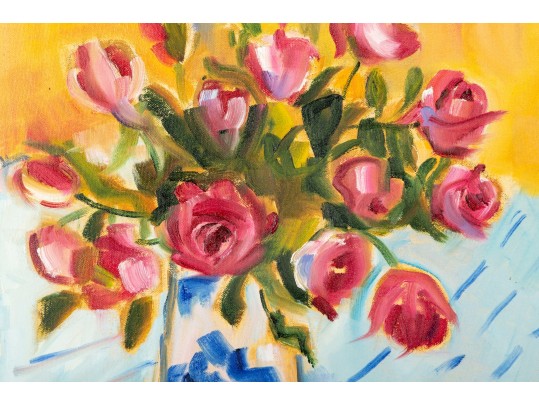 Hannah Cole Buie (American, B. 1955) Painterly Still Life Oil On Canvas Painting