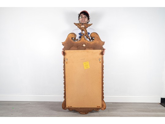 Vintage Labarge Italian Federal Style Beveled Glass Walnut Veneer Mirror