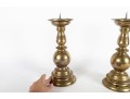 Pair Of Heavy 19th Century Baroque Brass Altar Candle Holders