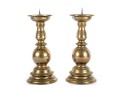 Pair Of Heavy 19th Century Baroque Brass Altar Candle Holders