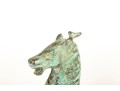 Solid Brass Trotting Horse Sculpture With Verdigris Patina