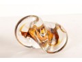 Freeform Art Glass Amber Paperweight — Signed