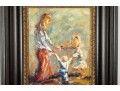 Impressionist Family Scene Oil Painting -- Signed