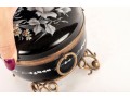 Antique Black Enameled Glass Bohemian Casket Box 
