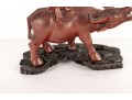 Late 19th Centiry Carved Wood Sculpture Of Elder Riding Water Buffalo