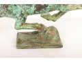 Solid Brass Trotting Horse Sculpture With Verdigris Patina
