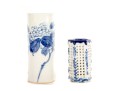 Pair Of Antique Chinese Blue And White Brush Pots 