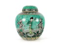 Late 19th / Early 20th Century Famille Verte Ba-Xian Decorated Lidded Jar 