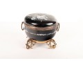 Antique Black Enameled Glass Bohemian Casket Box 