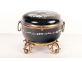 Antique Black Enameled Glass Bohemian Casket Box 