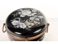 Antique Black Enameled Glass Bohemian Casket Box 