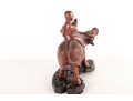 Late 19th Centiry Carved Wood Sculpture Of Elder Riding Water Buffalo