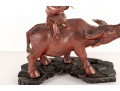 Late 19th Centiry Carved Wood Sculpture Of Elder Riding Water Buffalo