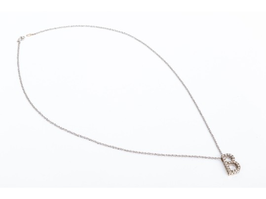 14k White Gold Fun Diamond Set Initial 