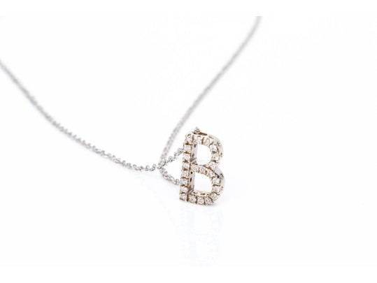 14k White Gold Fun Diamond Set Initial 