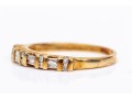 14k Yellow Gold Baguette And Round Diamond Bar Set Ring, App. 0.18 TCW, Size 6.25